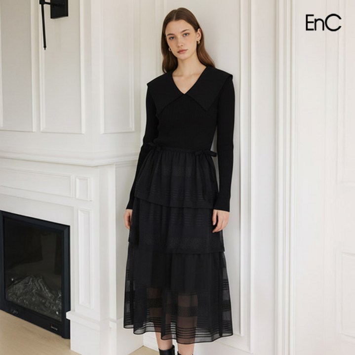 [ENC]니트 티어드 원피스 (ENOW24T53W)