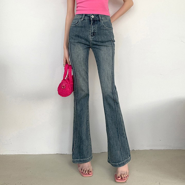 대박난박양 사이드 절개 세미 부츠컷 청바지