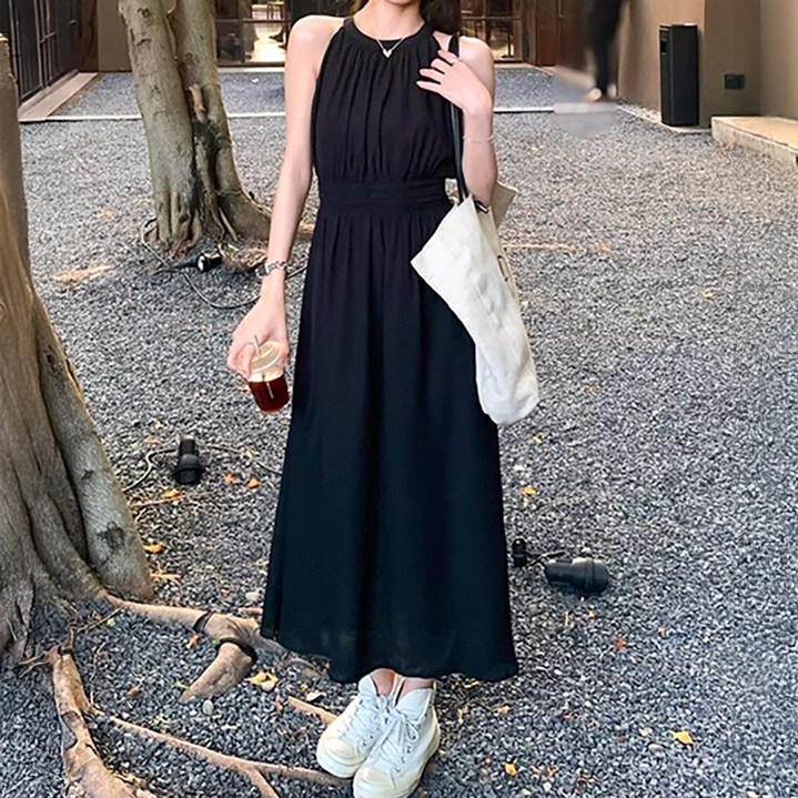 비비에모 르엘 민소매 홀터넥 A라인 롱 원피스 10350