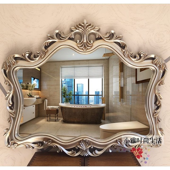 엔틱 화장실 화장대 벽거울 벽걸이 공주 거울 골드 프레임 빈티지 카페 호텔