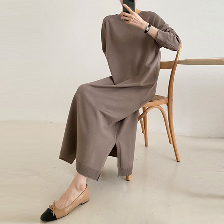 NewCare 여성 니트 롱 원피스 넉넉 루즈핏 니트 원피스