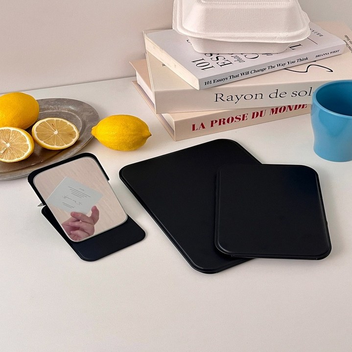 노바루 휴대용 접이식 3종 탁상 거울 세트, 블랙