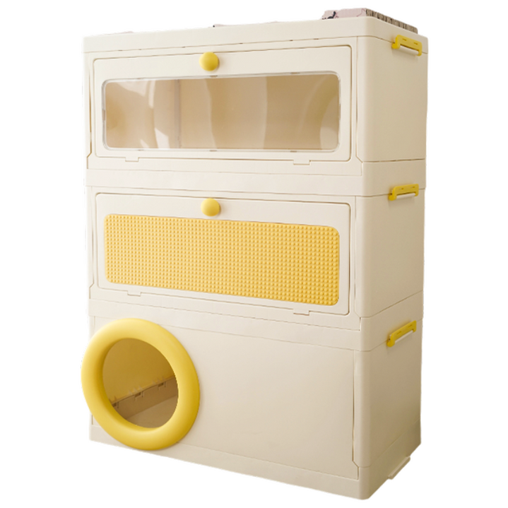 팔업 고양이 푸딩 다목적 접이식 수납장 숨숨집 스크래쳐, 1개, 옐로우