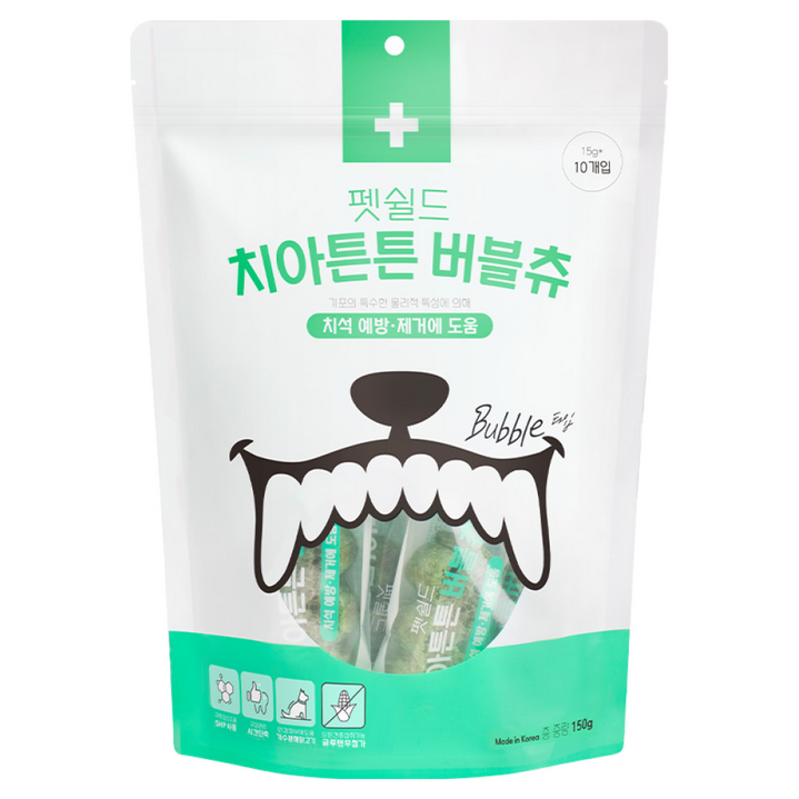 펫쉴드 치아튼튼 버블츄 강아지 치석 제거 덴탈츄, 닭고기, 15g, 10개