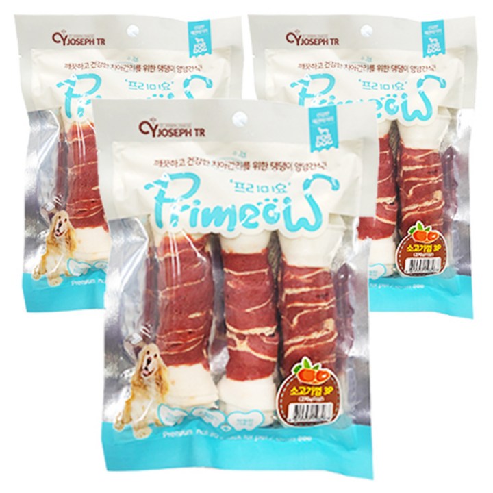 프리미요 소고기 딩고껌 17cm 중형견 3p, 소고기, 240g, 3개