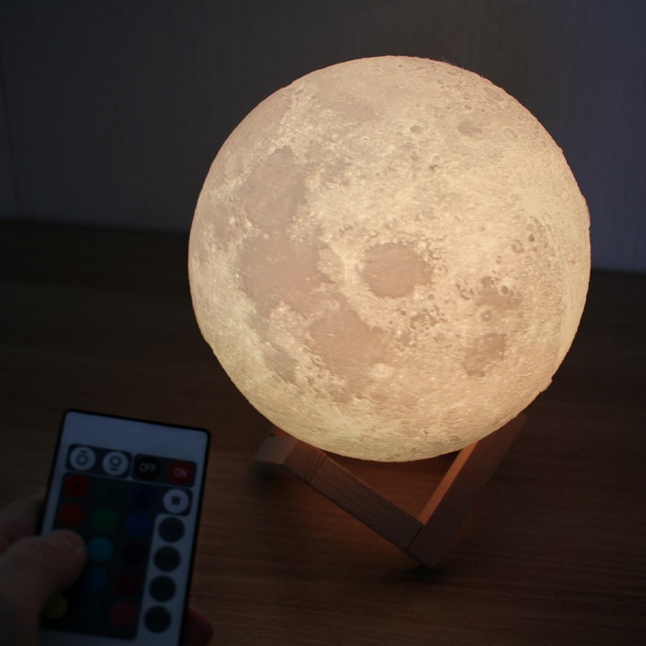 달모양무드등 옆동네몰 입체 달 충전식 밝기조절 LED 무드등 16색 8cm + 리모컨, 혼합색상