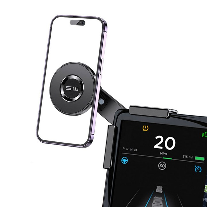 지에스비케이스 GSB 테슬라 비접착 맥세이프 휴대폰 충전 거치대 모델3 모델Y 하이랜드 호환, 1개, 블랙