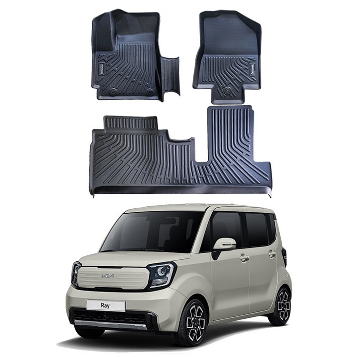 오토가드 TPE 3D 고무 카매트 1  2열 풀세트, 블랙, 기아 레이 가솔린 2011년