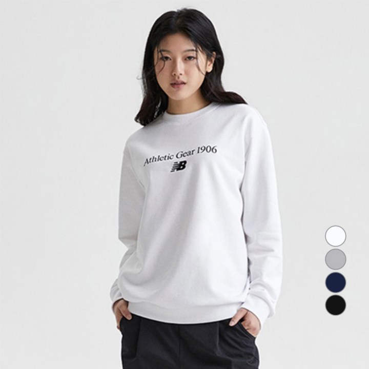 뉴발란스 여성용 세미 오버핏 W 에센셜 레터로고 맨투맨 NBNCFB0013