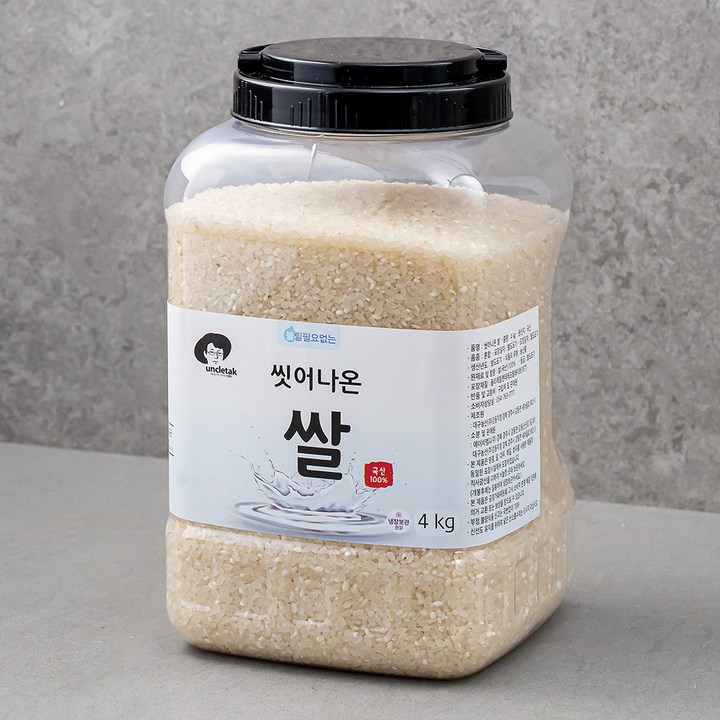쌀4kg 엉클탁 씻어나온 백미, 4kg, 1통