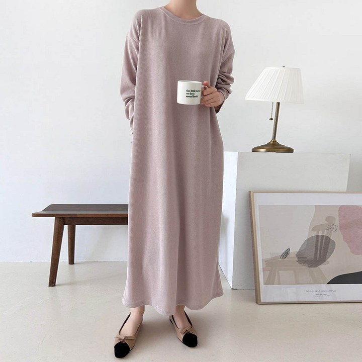 보리맘 골지 오버핏 롱 원피스 빅사이즈 임부복 R048