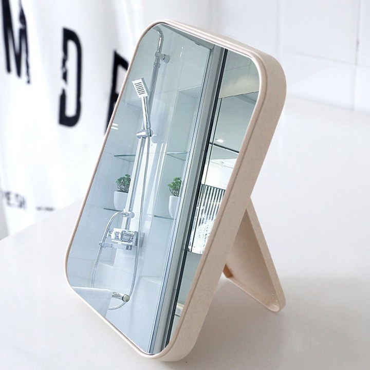 무다스 파스텔 라운드 엣지 렉탱글 휴대용 접이식 탁상 거울 두께보강형