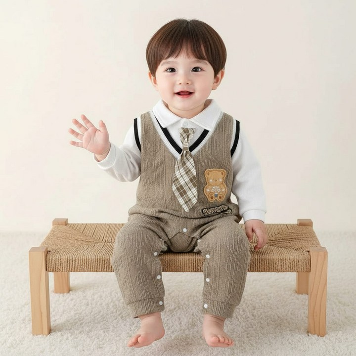 몽실이 댄디보이 니트 우주복 돌 신생아 백일 유아용 촬영 남아용 외출복 기념일 봄 가을