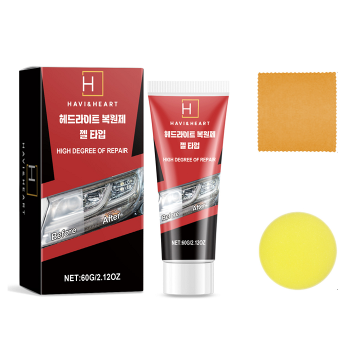 라이프헬퍼 헤드라이트복원제 코팅제 세트 자동차 오토바이 전조등 복원제 UV코팅제, 5개, 60g