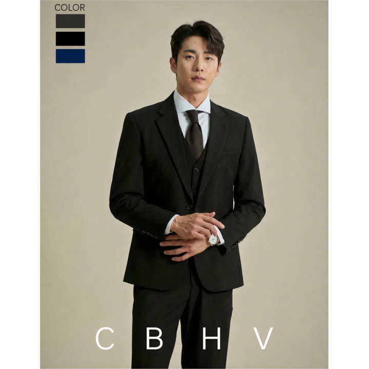 CBHV 남성 슬림핏 정장 세트 구김없는 하객룩 면접 수트 (자켓+바지)