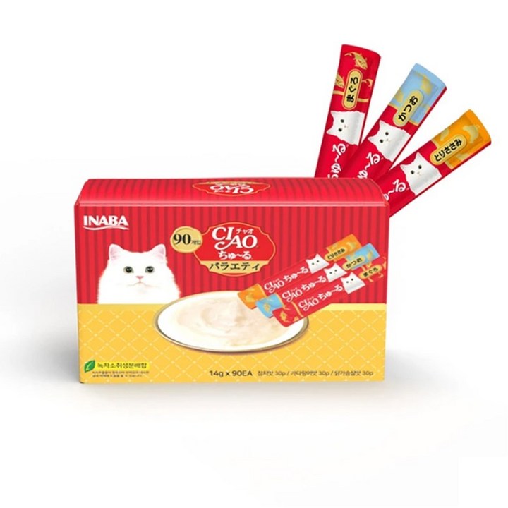 챠오츄르 대용량 90P 코스트코 고양이 츄르 간식 버라이어티 반려묘 차오추르 90P, 1개, 1.26kg