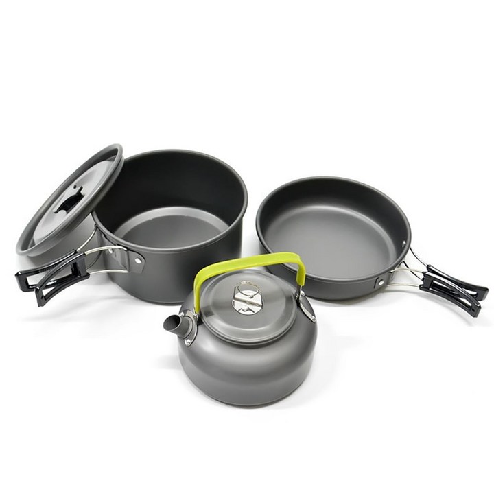 캠핑 코펠세트 3종 경질 코팅 그릇 냄비 주전자 백패킹 올인원 12인용