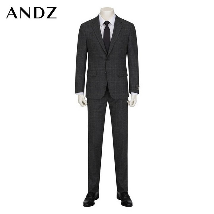 남자 브라운 차콜 쉐도우 체크 패턴 울 스판 정장 셋업 BJD3SB31103 574142