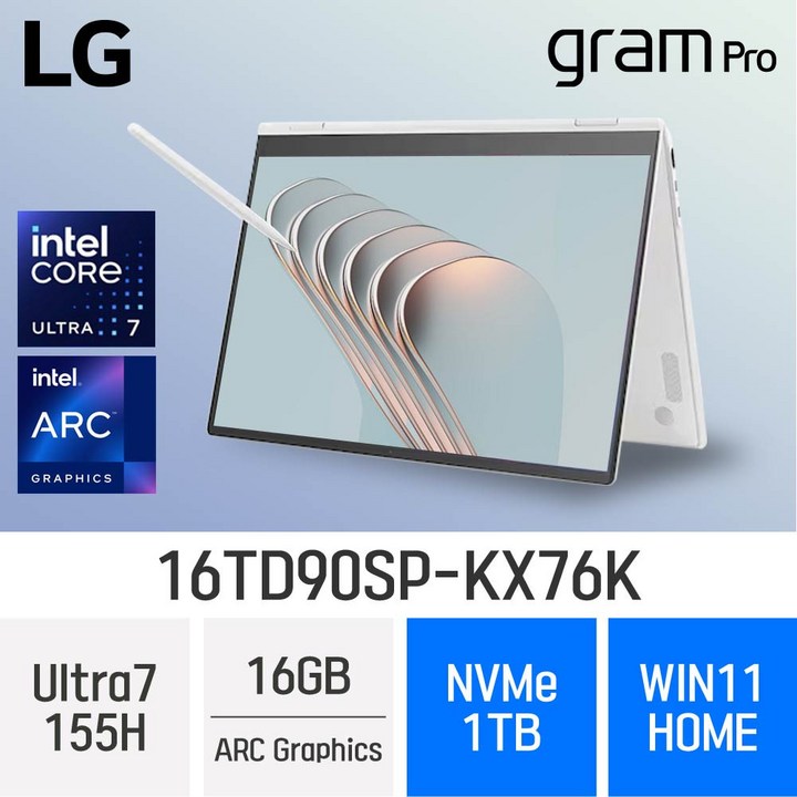 당일출고10만원 추가할인 LG전자 그램 프로360 16TD90SPKX76K 최신형 2in1 노트북, 그램 프로360 16TD90SPKX76K, WIN11 Home, 16GB, 1TB, 화이트