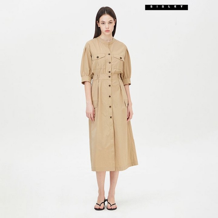 시슬리  화이타 셔츠형 밴딩 원피스 SAOP36431