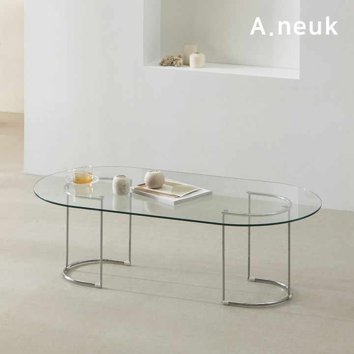 유리식탁 아늑 시니컬W 1200 강화 유리 거실 테이블/원형 소파 테이블