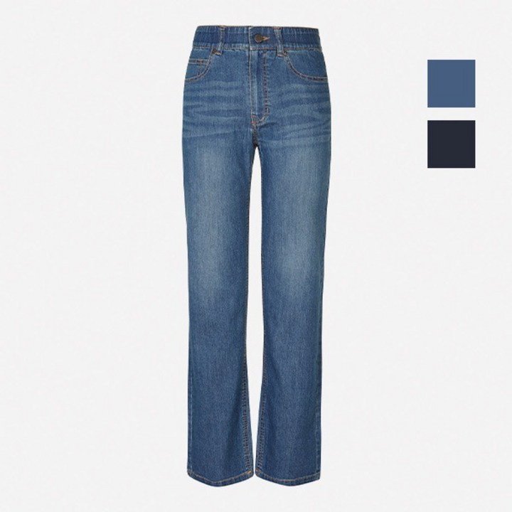 뱅뱅 여성 봄 자연스러운 캣워싱과 은은한 페이딩 일자로 떨어지는 스트레이트 핏감 허리밴딩과 스판 혼방으로 편안하게 캣워싱 인밴드 슬림일자 청바지