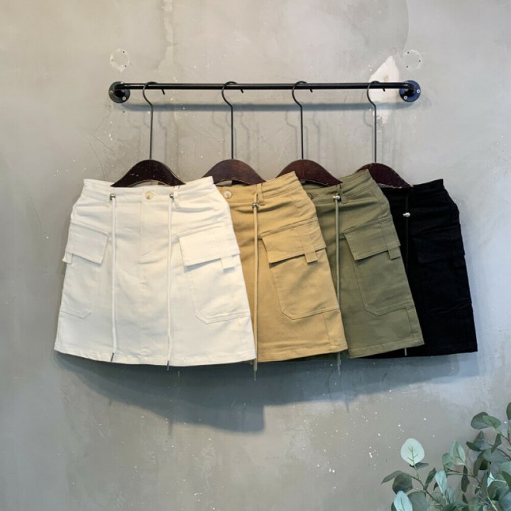 씨샵인더룸  에퍼 지퍼 2가지 길이 카고스트링 미니스커트 4color