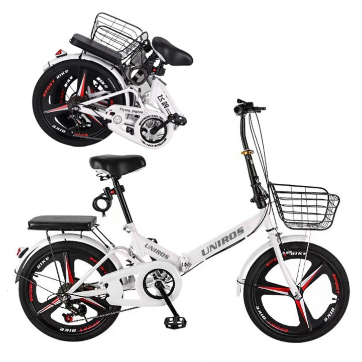 푸름몰 접이식자전거 미니벨로자전거 출퇴근자전거 접이식 미니벨로 16인치 20인치 22인치 자전거, 화이트 삼각휠