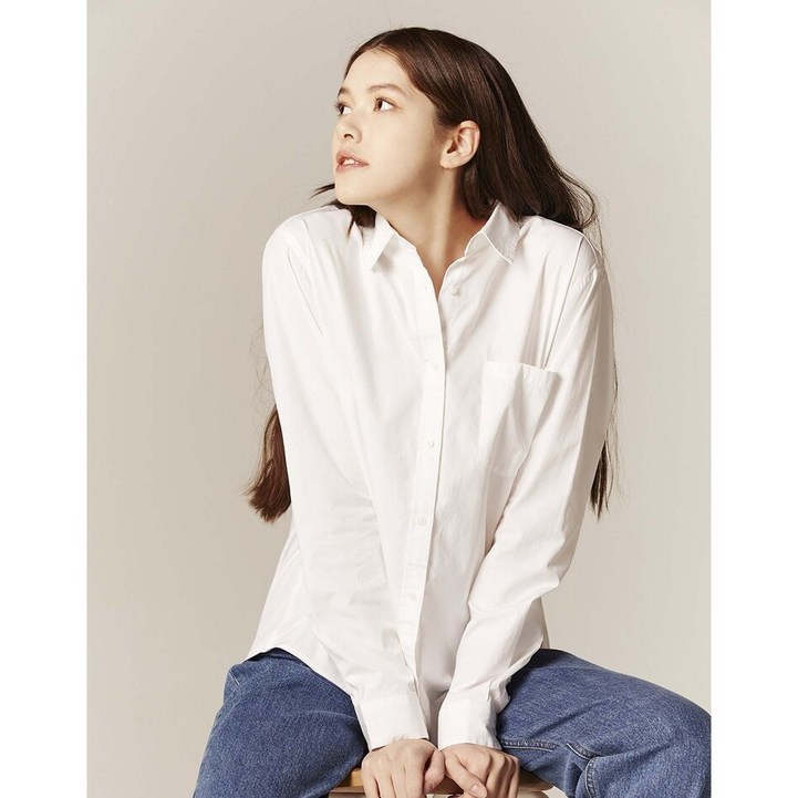 [지오다노]NEW 여성 면100% 포플린 셔츠 기본 편한 연출 레이어드 셔츠 05343501