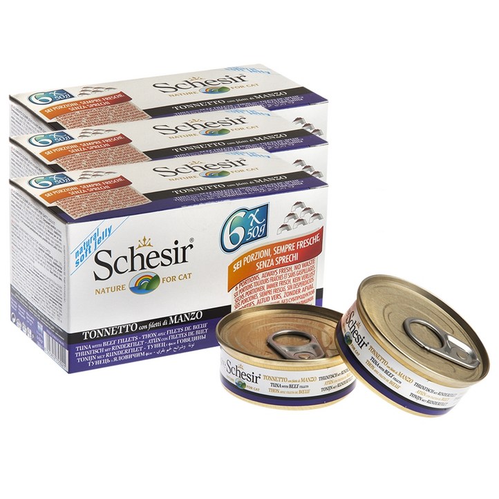 쉐지애 고양이 젤리 캔 50g x 6p, 참치 소고기 쌀 혼합맛, 3개 쉐지애 고양이 젤리 캔 50g x 6p, 참치 소고기 쌀 혼합맛, 3개