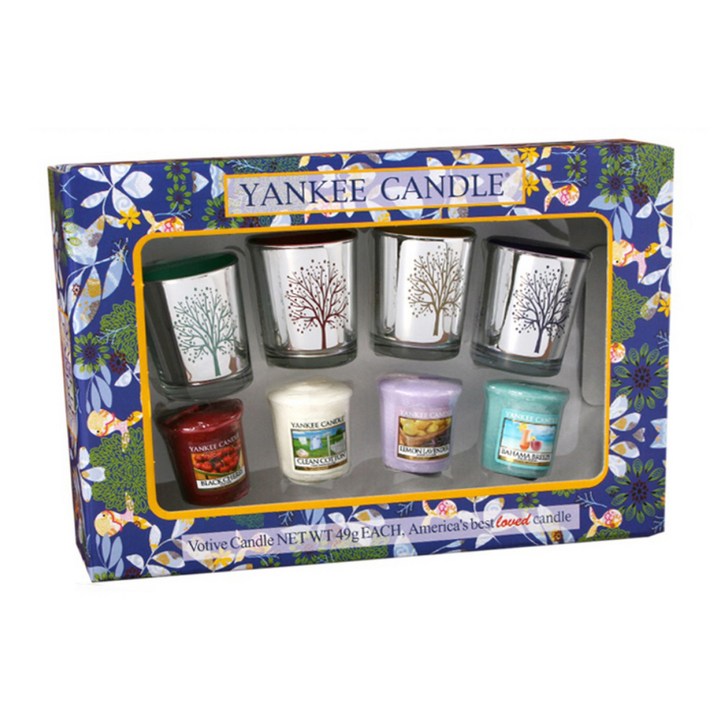 양키캔들 보티브4종 실버나무 멀티컬러홀더4 캔들 선물세트  쇼핑백