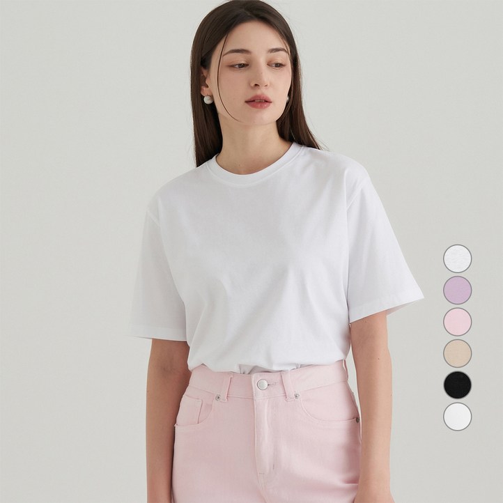 ELLE PARIS 베이직 라운드넥 반팔 티셔츠 ELLE PARIS 베이직 라운드넥 반팔 티셔츠