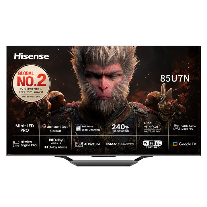 Hisense 4K UHD Mini LED 스마트TV, 85U7N, 방문설치, 스탠드형, 215cm85인치