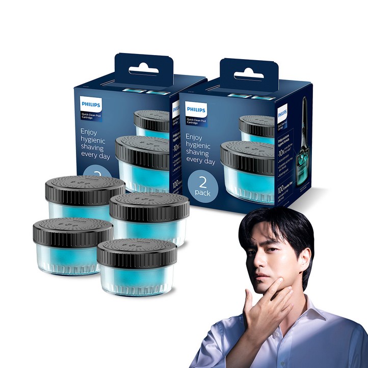 필립스 면도기 무선 클렌징 팟 세척 카트리지 세정액 2p
