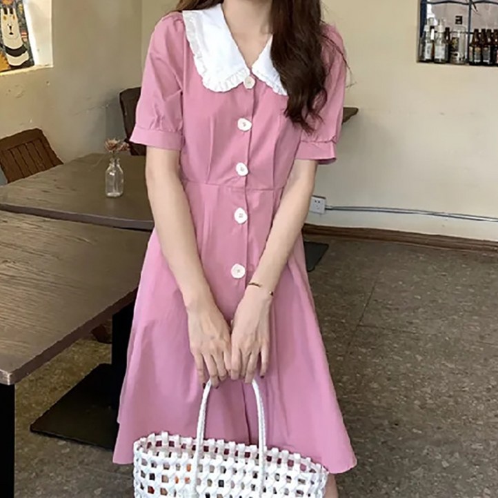 마켓에이 화이트카라 포인트 원피스