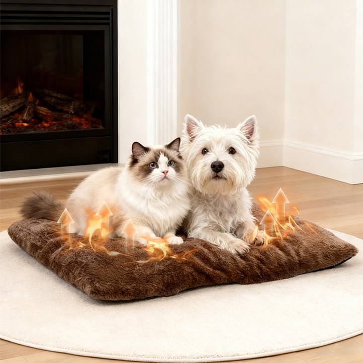 Zaxnouvi 강아지 고양이 방석 전기없는 자동 온열매트 겨울용 극세사 쿠션 세탁 가능