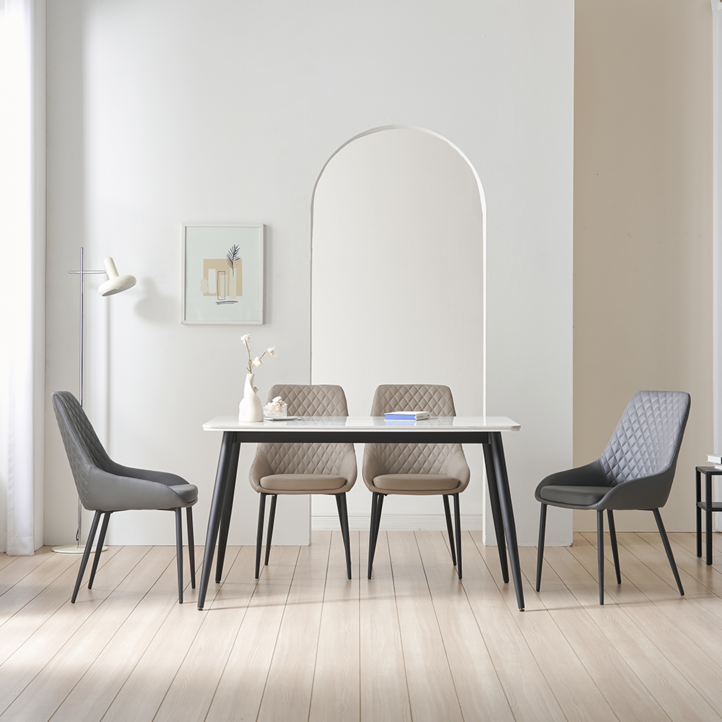 메리미 4인 무광 유광 1300 화이트 세라믹 식탁 카페 테이블, 4인용, 무광상판블랙다리