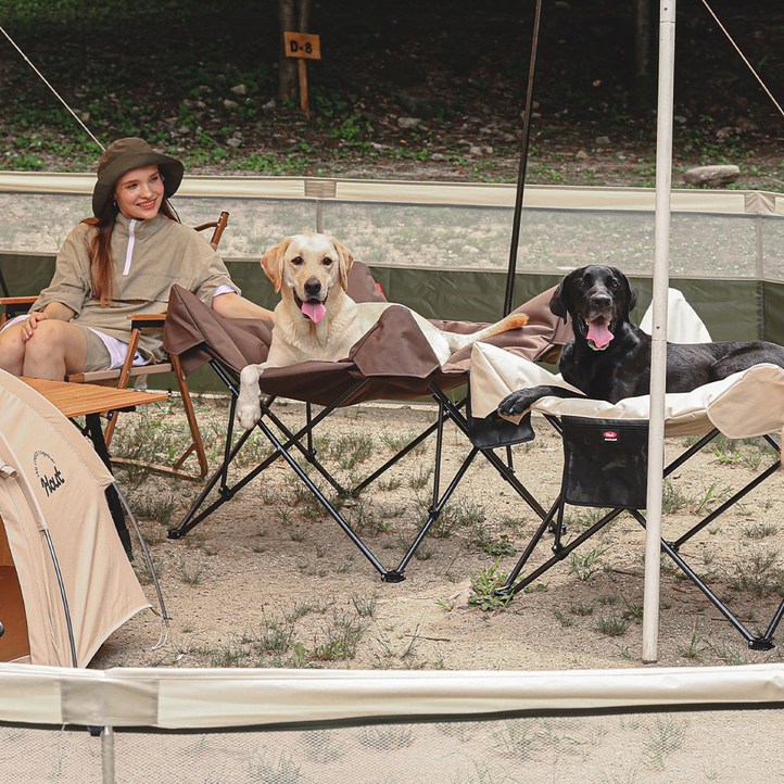 Hout 하웃 아웃도어 반려동물 강아지 캠핑 의자 해먹 도그코트, 베이지, 1개