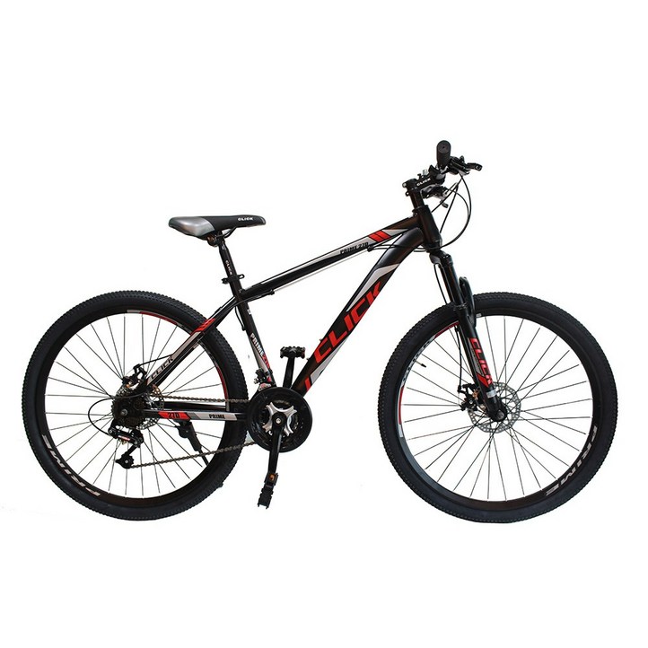 클릭 기계식디스크브레이크 MTB 자전거 프라임27.5D 시마노21단 입문용 미조립, 1개, 블랙레드, 180cm