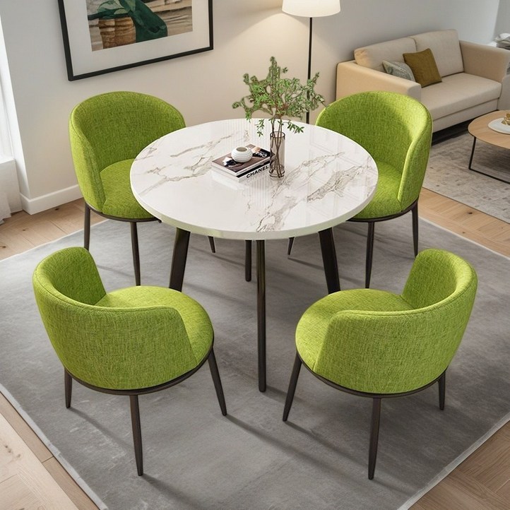 소형공간 접대용 원형 식탁세트 4인용식탁  휴식용 카페테이블 티테이블세트