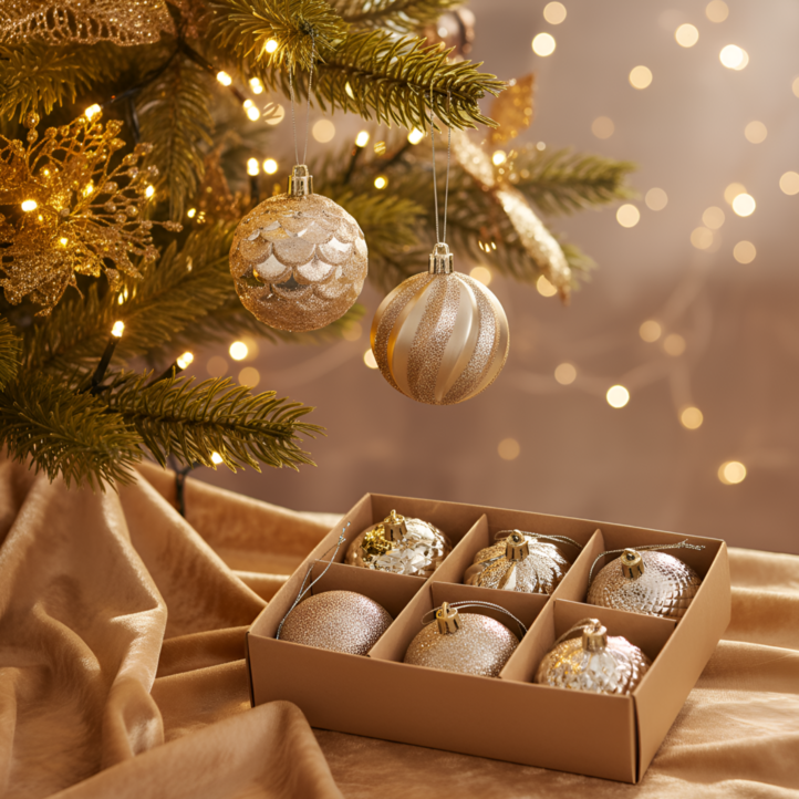 플라잉타이거 코펜하겐 트리 오너먼트 골드 6개입 6cm 크리스마스 성탄절 인테리어 장식 볼