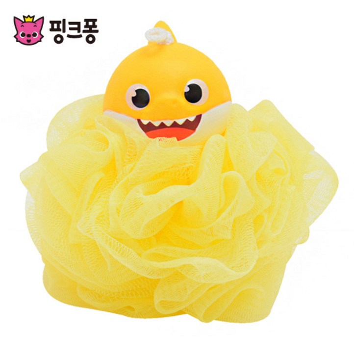 핑크퐁 샤워볼 유아 샤워타월, 옐로우아기상어, 1개 핑크퐁 샤워볼 유아 샤워타월, 옐로우아기상어, 1개