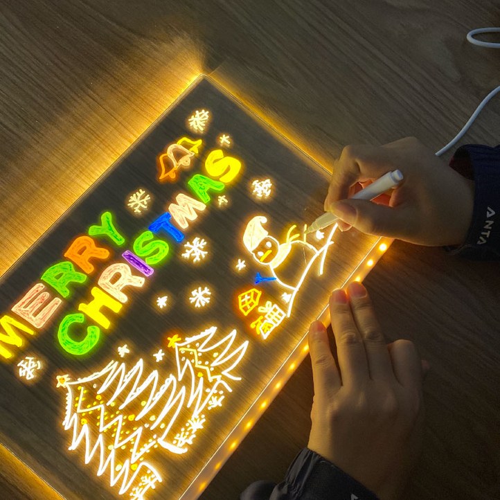 나만의 LED 무드등 만들기 DIY 빅사이즈 아크릴판 카페 보드판 그림 LED아크릴판 7가지펜 풀세트 선물