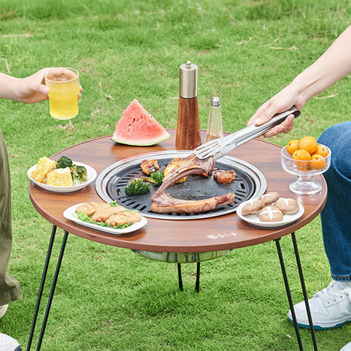 디프 간편 다용도 우드 접이식 바베큐 캠핑 화로 테이블  수납 파우치