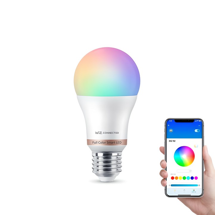 필립스 위즈 컬러 앰비언스 LED 스마트 전구 8.5W, 기타색, 1개 필립스 위즈 컬러 앰비언스 LED 스마트 전구 8.5W, 기타색, 1개