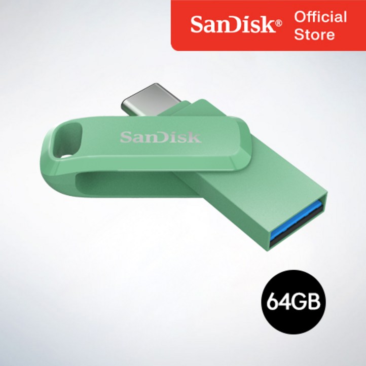 샌디스크코리아 공식인증정품   USB 메모리 Ultra Dual Go 울트라 듀얼 고 TypeC OTG USB 3.1 SDDDC3 64GB 압생트그린