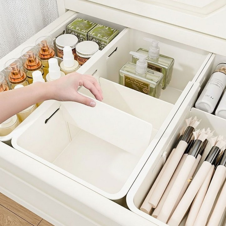 휴핏트 길이조절 칸막이 서랍 정리함, 2개, 화이트