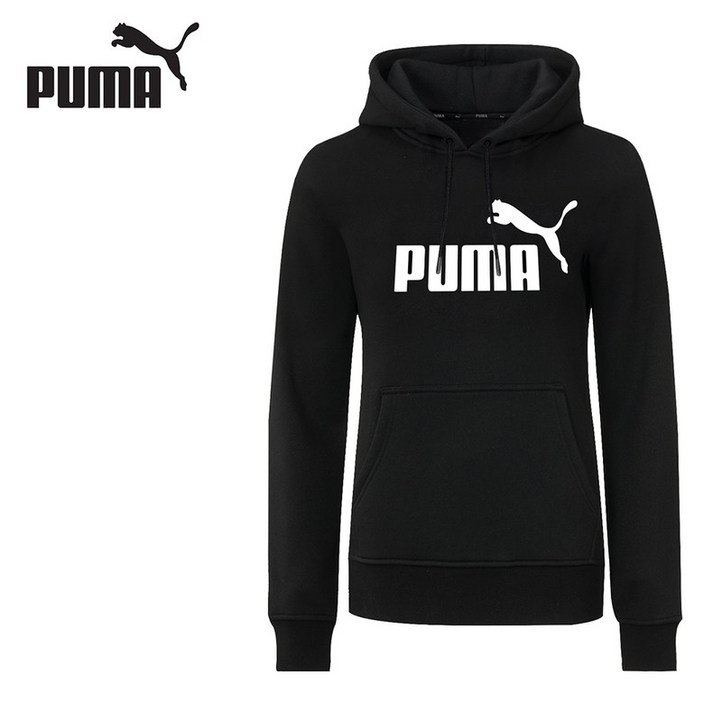 매장정품 푸마 에센셜 로고 플리스 후드티 여성 여자 블랙 58163201 긴팔티 상의 기모 1383712