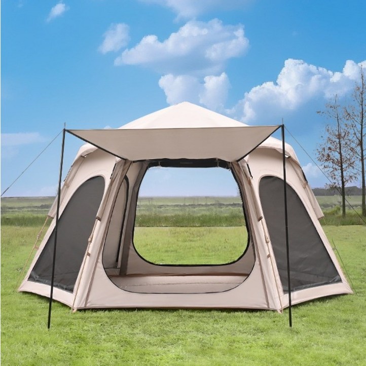 ONAKY 원터치 텐트 56인용 그늘막 방수 선텐트 대형 휴대용 낚시 비치 캠핑 텐트, 아이보리AA