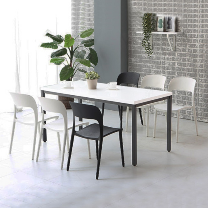 이케아 말렌 식탁 테이블 2인용 4인용 6인용 세트 스틸 철제 의자 거실 주방 카페, 블랙